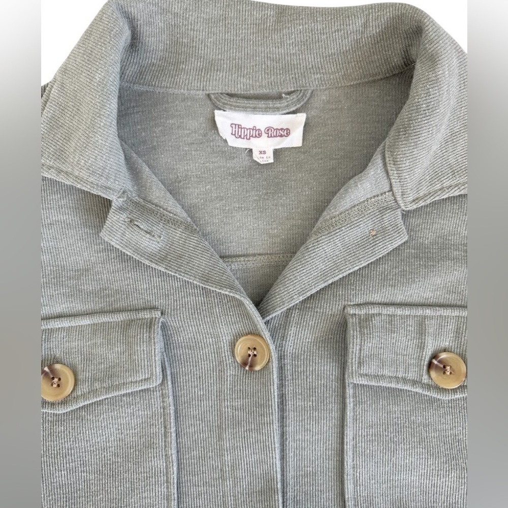 Hippie Rose Oversized Button Down Shirt Shacket Sage Green Lightweight XS - Picture 4 of 10